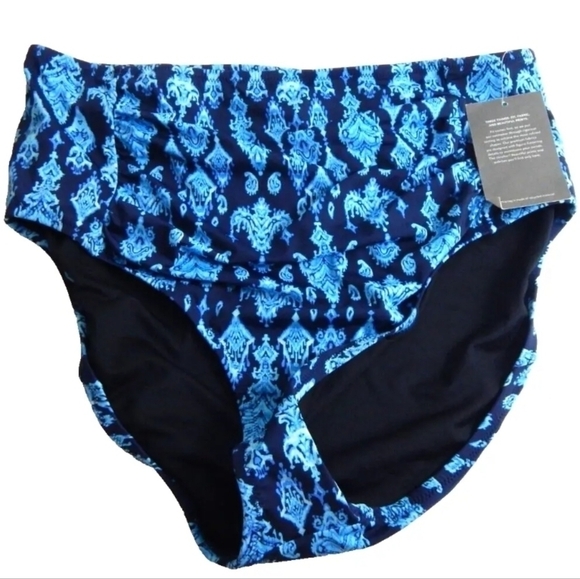 Garnet Hill Ikat Print High Rise Bikini Bottom - Picture 1 of 3